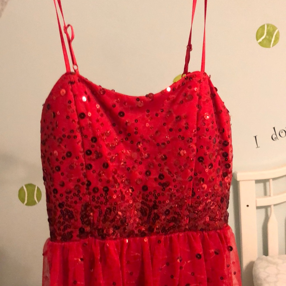 Red party dress in perfect condition.